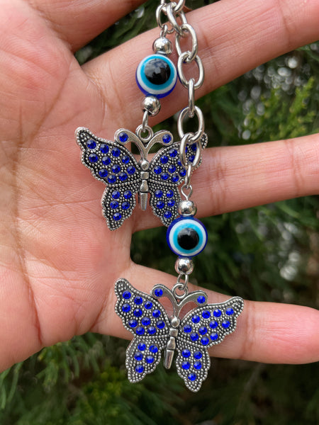 Two Butterflies Evil Eye Keychain | Butterfly Keychain (FREE SHIPPING)