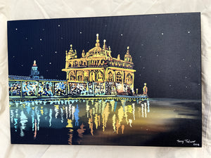 Golden Temple at Night (Canvas Print) Artwork by Tony Talwar | FREE SHIPPING